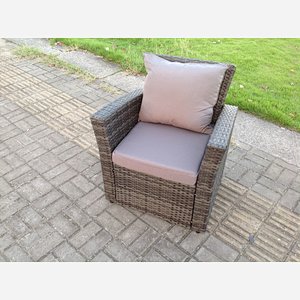 Rattan high-back single armrest sofa chair patio outdoor garden furniture with cushion