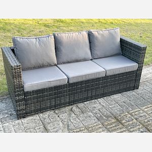 Dark grey mixed 3 seater rattan Sofa patio outdoor garden furniture