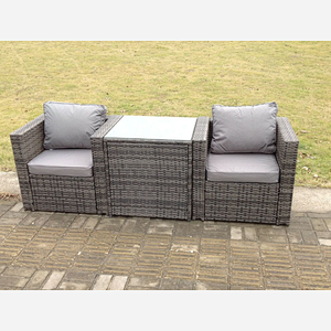 3 PC Wicker Rattan Garden Table And Chair Bistro Set Outdoor Garden Furniture
