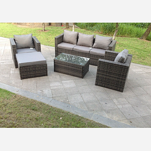 6 seater rattan sofa set coffee table chair set outdoor garden furniture in grey