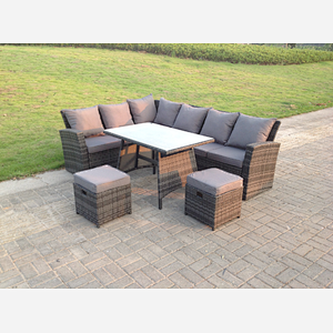 (left corner ) 8 seater mixed dark grey dining sofa set furniture