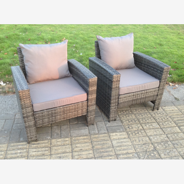 Fimous 2 PC PE Wicker High Back Rattan Garden Arm Chair Patio Outdoor ...