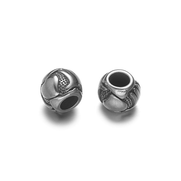 Stainless Steel Large Hole Beads 9296