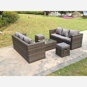 Lounge Rattan Sofa 8 Seater Coffee Table Set Footstool Outdoor Furniture Patio Grey